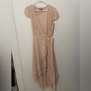 Betsey Johnson high-low hem blush Polka Dot Dress